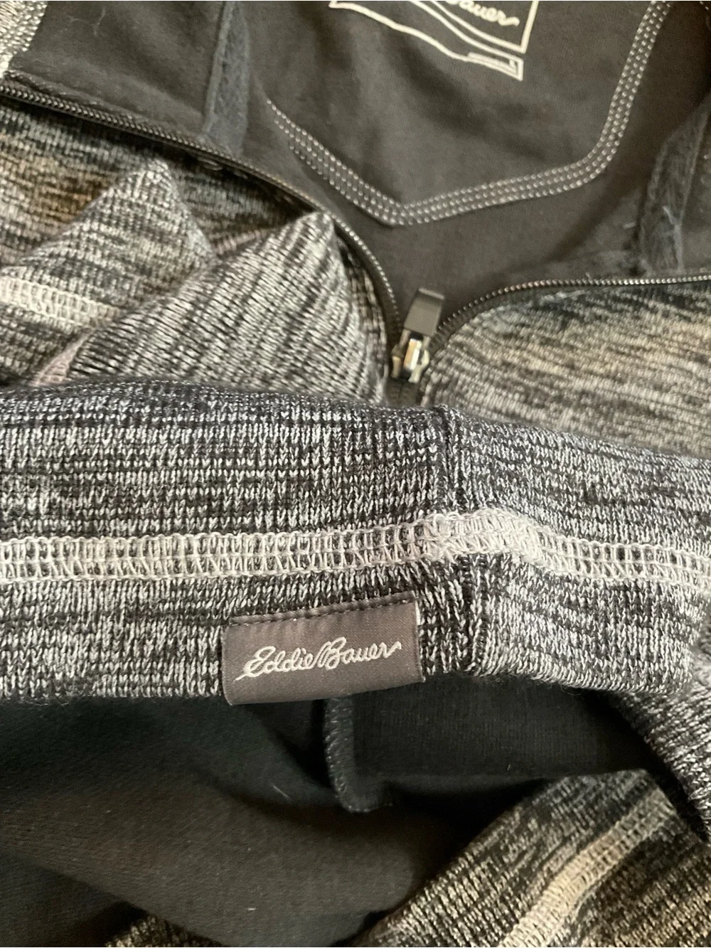 Eddie Bauer Men's Charcoal Heather Zip-Front Sweater Size L